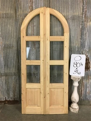 Portas duplas francesas arqueadas (36x80,5) 3 painéis de vidro estilo europeu portas O6 - Imagem 1 de 4