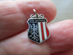 ANTIQUE VINTAGE OLD STERLING SILVER OB DONAU EAGLE ENAMEL TRAVEL CHARM PENDANT - Picture 1 of 2