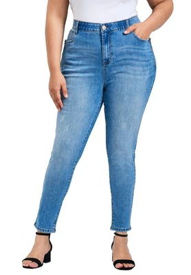 Avenue Women's Plus Size La Luna Zip Detail Skinny Jean - Image 1 of 4