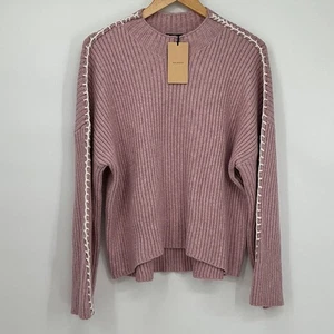 Halogen Nordstrom Pink Ribbed Sweater 1X NWT Balloon Sleeve Pullover - Picture 1 of 5