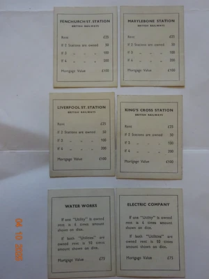 Full set of 60s Monopoly Property Cards  - Image 1 of 4