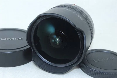 PANASONIC LUMIX G 8mm F3.5 FISHEYE Lens H-F008 Micro Four Thirds Camera used - Image 1 of 4