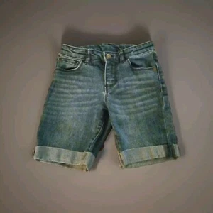 Arizona Jeans Youth Girls Denim Cuffed Adjustable Waist Bermuda Shorts Size L 6 - Picture 1 of 6