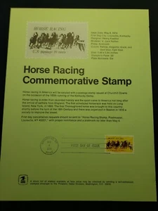 us # 1528 FIRST DAY OF ISSUE SOUVENIR PAGE of HORSE RACING in 1974 - Picture 1 of 1
