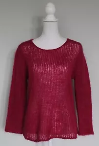 Suéter de punto abierto rosa frambuesa rosa mohair magenta eileen fisher, talla L grande - Imagen 1 de 7