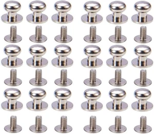 50Set Silver Alloy round Head Button Studs Rivets Screwback Screw Back Spots Nai - Picture 1 of 6