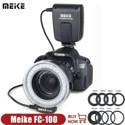 Meike FC-100 LED Macro Ring Flash Light For Canon Nikon Olympus Panasonic Pentax - Image 1 of 4