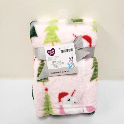 Elección de los padres 30x36 Unicornio Papá Noel Sombrero Árboles Rosa Bebé Manta Navidad Foto 1 de 4