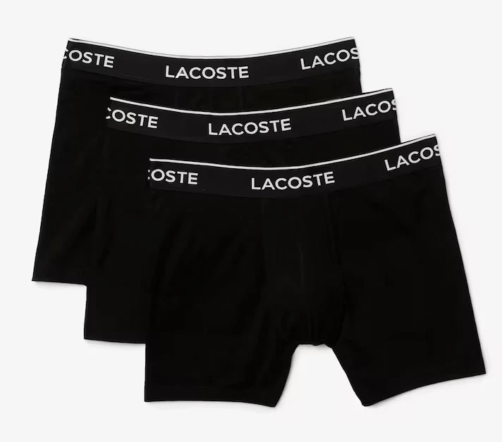 Lacoste Men's Casual Classic 3 Pack Cotton Stretch Boxer Black Size Small 3e4o