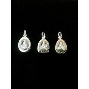 Set 3 Mini Phra LP Tuad Silver 92.5% Pendant Talisman Thai Buddha Amulet - Picture 1 of 4