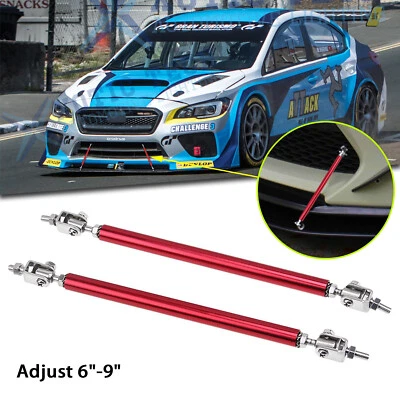 For Subaru WRX STI Adjust 6"-9" Front Bumper Diffuser Stabilizer Sporty Red Bars - Image 1 of 4