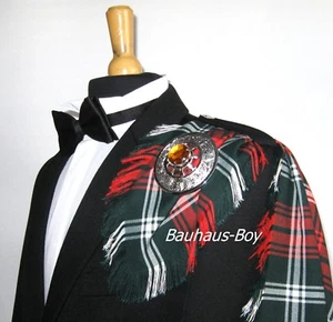 FLY PLAID TARTAN PRINCE OF WALES FRINGED KILT MADE IN SCOTLAND MENS FORMAL WEAR - Picture 1 of 3