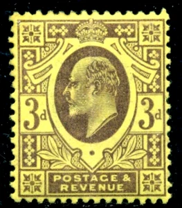 UK 1902 King Edward VII,Definitives,3 P, Great Britain, Mi. 108, MLH - Picture 1 of 2