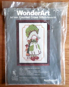 NEW Vntg WonderArt Counted Cross Stitch Kit #5056 "Lucy" (Unopened/Damaged Top) - Picture 1 of 3