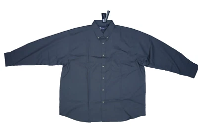 Blue Generation Long Sleeve Easy Care Poplin Graphite Grey Button Front Mens 2XL - Image 1 of 4