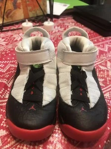 Jordan 6 Rings Shoes Sneakers Black University Red 323420-008 Toddler Size 10C - Picture 1 of 12