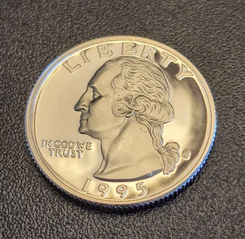 1995 S PROOF WASHINGTON QUARTER - From a CLAD Proof set - Free Shipping Cover