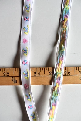 JACQUARD  NURSERY DESIGN  BRAID  TRIM  ON  WHITE  3  YARDS X  5/8  INCHES WIDE - Image 1 of 4