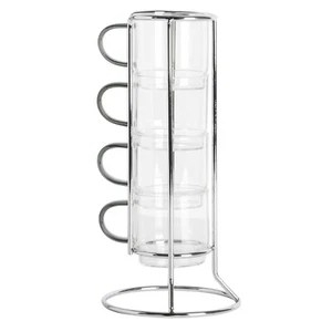 Gibson Soho Lounge 4-Piece Glass Espresso Set w/ Rack - Picture 1 of 5