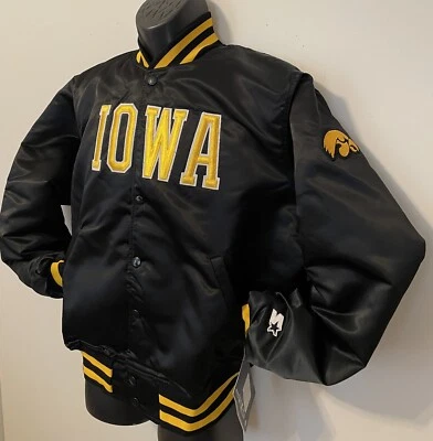 CHAQUETA SATINADA VINTAGE UNIV IOWA HAWKEYES STARTER *CARTA* NUEVA CON ETIQUETAS GRANDE Foto 1 de 4