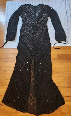 Maxi Vestido FOR LOVE & LEMONS J'adore Negro Terciopelo Burnout Talla M Hada Gótico Foto 1 de 4