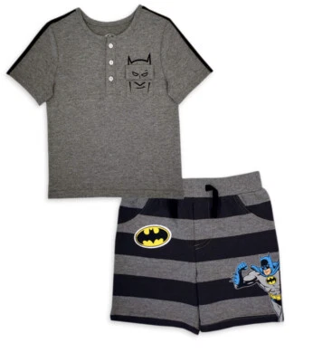 Camiseta y pantalones cortos D C Comics bebé niño Batman Henley talla 12 meses Foto 1 de 3