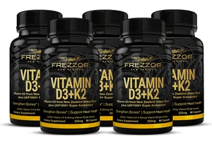 FREZZOR Vitamin D3 and K2, Pure New Zealand Product, 5 Bottles, 300 Capsules - Picture 1 of 7