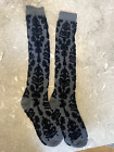 New Abercrombie & Fitch Womens Grey Black Knee High Socks One Size