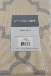 Madison Park Saratoga 50" x 18" Fretwork-Print Grommet Valance - Beige / Gray - Picture 1 of 4