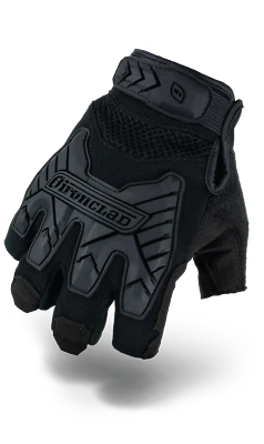 IRONCLAD PERFORMANCE WEAR IronClad IEXT-FIBLK Command Tactical Fingerless Impact Black Gloves -Select Size