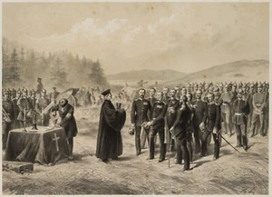 Monogramm HL (19.Jhd), Feier des Hl. Abendmahls im Felde, um 1870, Lith. - Bild 1 von 4
