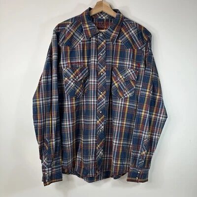 Southern Thread Pearl Snap Western Shirt Plaid Embroidered Cotton Men’s Large L - Image 1 of 4