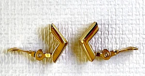 Vintage Monet Earrings, Gold Tone, Signed, Modern Geometric Angle Design Clip On - Picture 1 of 4