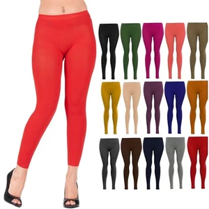 Ladies Elasticated Waist Viscose Leggings Plain Stretchy Gym Yoga Casual Pants - Picture 1 of 29