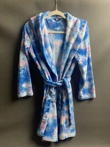 Lands End Tie Dye Blue Pink Metallic Star Robe Housecoat, Girls SZ 14 - Picture 1 of 10