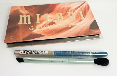 NEW Milani GILDED NUDE Eyeshadow Palette + Brush + Milani Easyliner Baby Blue - Image 1 of 4