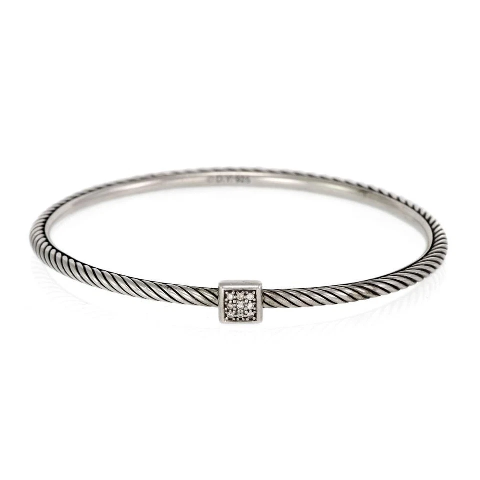 Brazalete Cable David Yurman Confeti Diamante Plata Esterlina LIQUIDACIÓN Foto 1 de 4