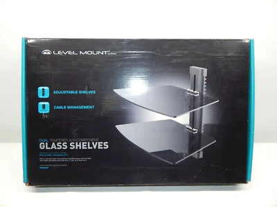 Adjustable Dual Tempered Black Glass Shelves with Cable Management Level Mount - Image 1 of 3