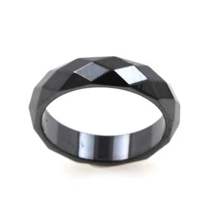 Bague alliance anneau Hématite noire facettée 6 mm - Imagen 1 de 5