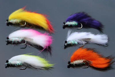 TIGOFLY 6 colors assorted Zonker Streamers Trout Fly Fishing Flies Lures Fly Set-Size #2