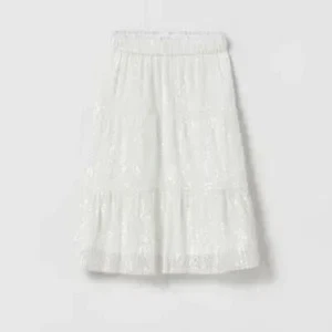 Zara girls white sequin tiered midi skirt size 13/14 - Picture 1 of 8