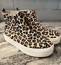 J SLIDES Hypo Platform High Top Sneaker Bootie Cheetah Leopard Print Calf Hair 7