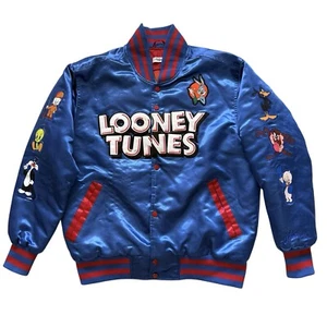 Headgear Classics Nostalgia Co Looney Tunes Blue Satin Bomber Jacket Size Large - Picture 1 of 24