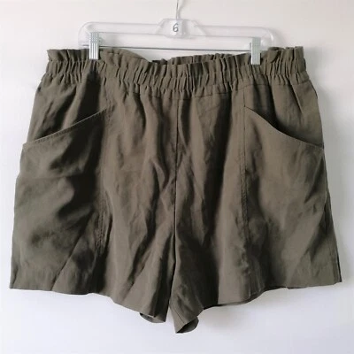 Pantalones Cortos Informales de Verano Simply Vera Wing Para Mujer Oliva Acanalados Talla 1X Foto 1 de 4