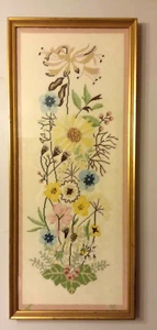 Needlepoint Vtg Floral Large 32" x14" Framed Cottagecore Grannycore '90s - Picture 1 of 7