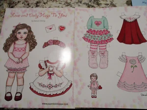 2017 Diana Vining LOVE AND DOLLY HUGS Valentine Paper Doll UNCUT - Picture 1 of 2