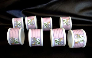 Vintage Wick'N'Sticks Iris Flower Napkin Rings, Holders Set of 8 Japan - Picture 1 of 4