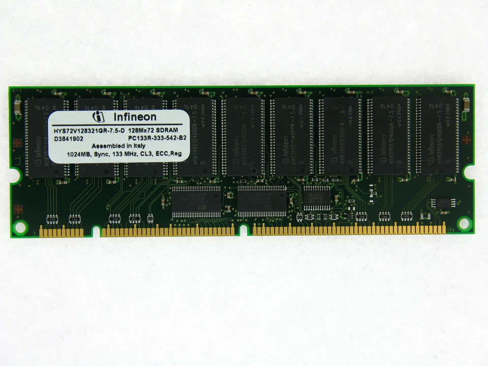 HYS72V128321GR-7.5-D 1GB 168-pin PC133 ECC Registered SDRAM DIMM USED - Image 1 of 1