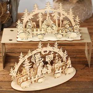 Nativity Scene Ornament Wood 2D Small Nativity Scene Christmas Set - Picture 1 of 13