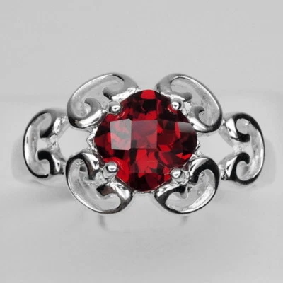 ALLURING! RED TOPAZ MAIN STONE 1.14 CT. STERLING 925 SILVER RING SIZE 6 - Image 1 of 4